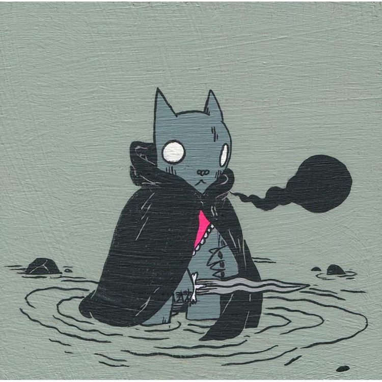 Hooded Cat with Short Sword in Water by Deth P. Sun