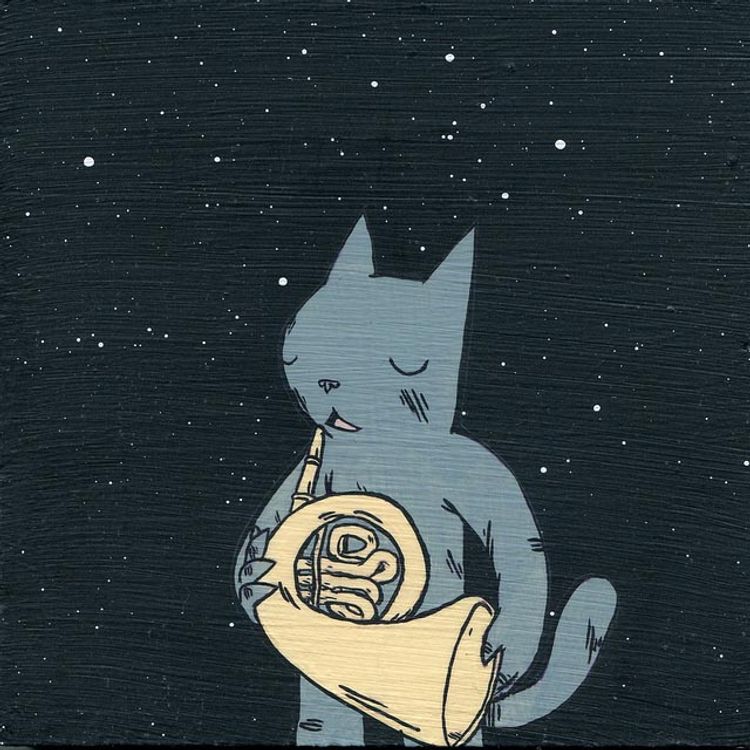 Cat with French Horn by Deth P. Sun