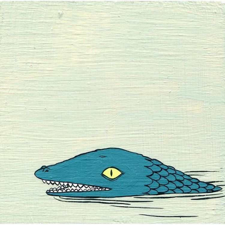 Blue Alligator in Water by Deth P. Sun
