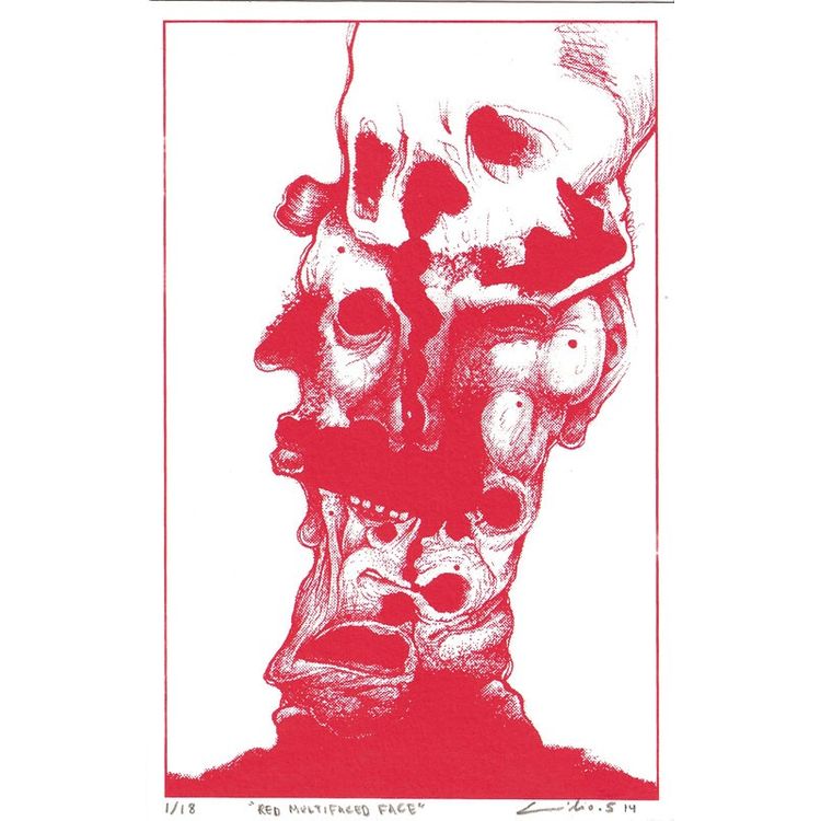 Red multi faced face by Emilio Subirá