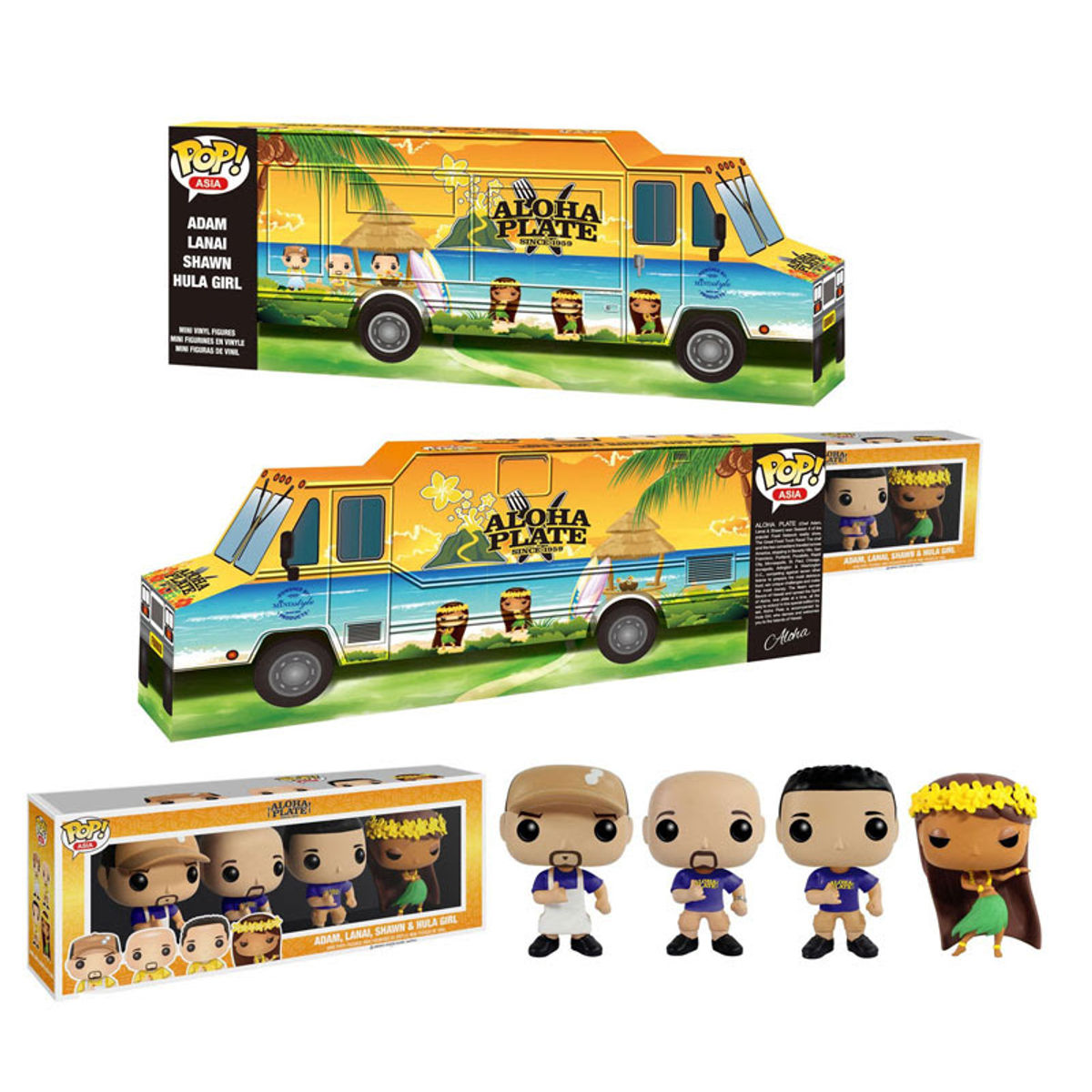 Blue Adam, Lanai, Shawn & Hula Girl : Aloha Plate (4 Pack)