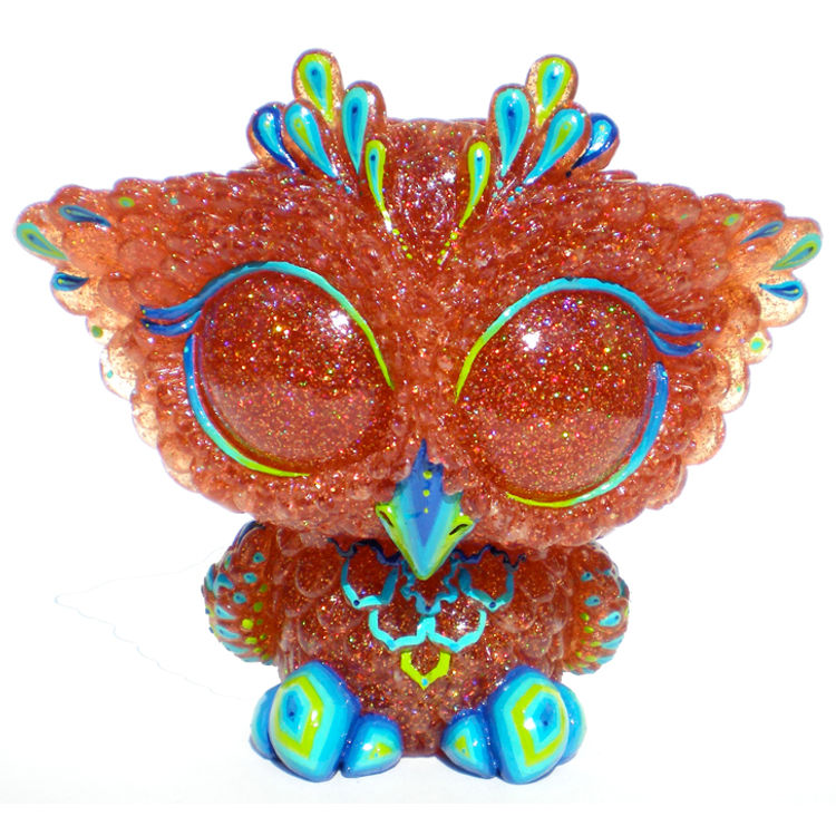 Painted Biggy Owl - Topaz Glitter by SeriouslySillyK (Kathleen Voigt)