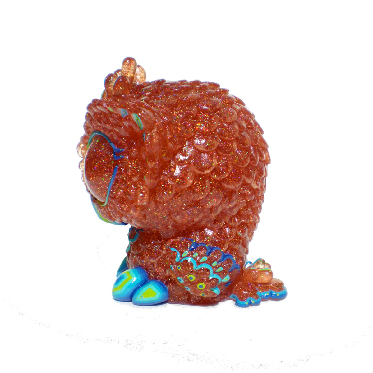 Painted Biggy Owl - Topaz Glitter