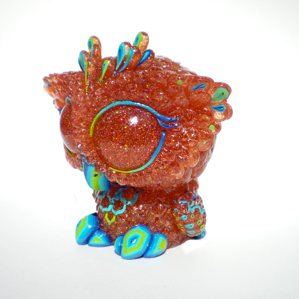 Painted Biggy Owl - Topaz Glitter