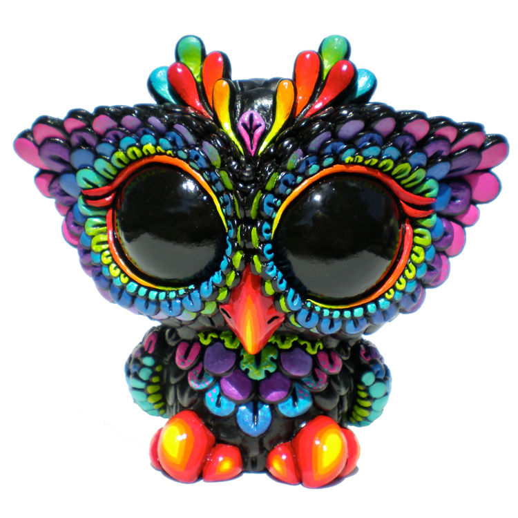 Painted Biggy Owl - Rainbow by SeriouslySillyK (Kathleen Voigt)
