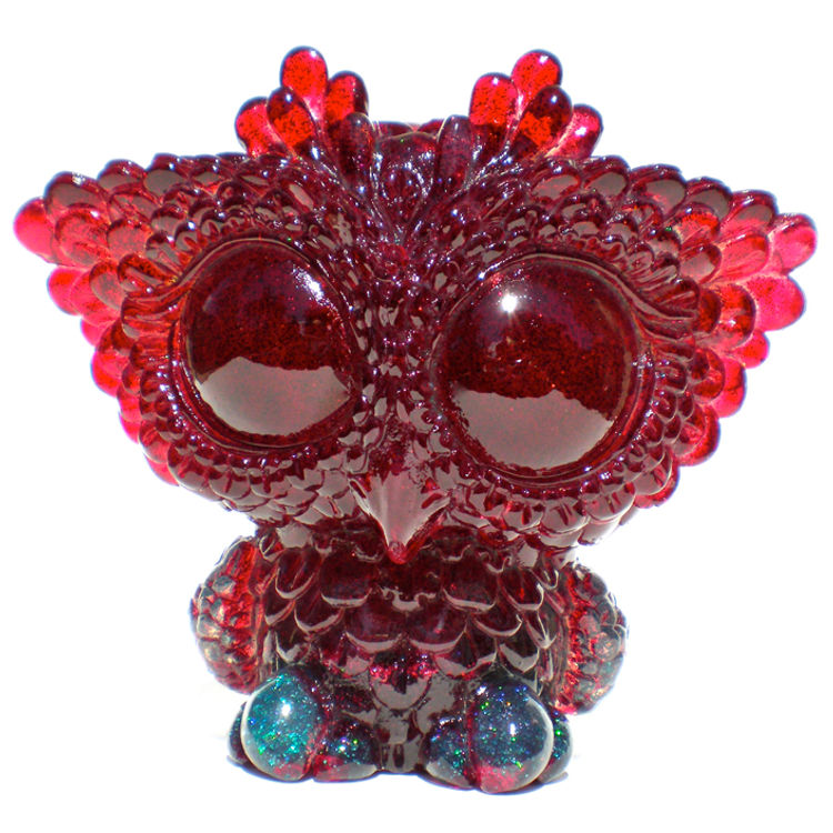 Glitter Biggy Owl - Turquoise/Red by SeriouslySillyK (Kathleen Voigt)