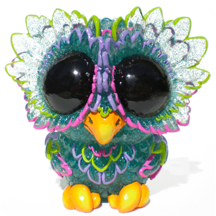 Painted Medee Owl - Turquoise Glitter by SeriouslySillyK (Kathleen Voigt)