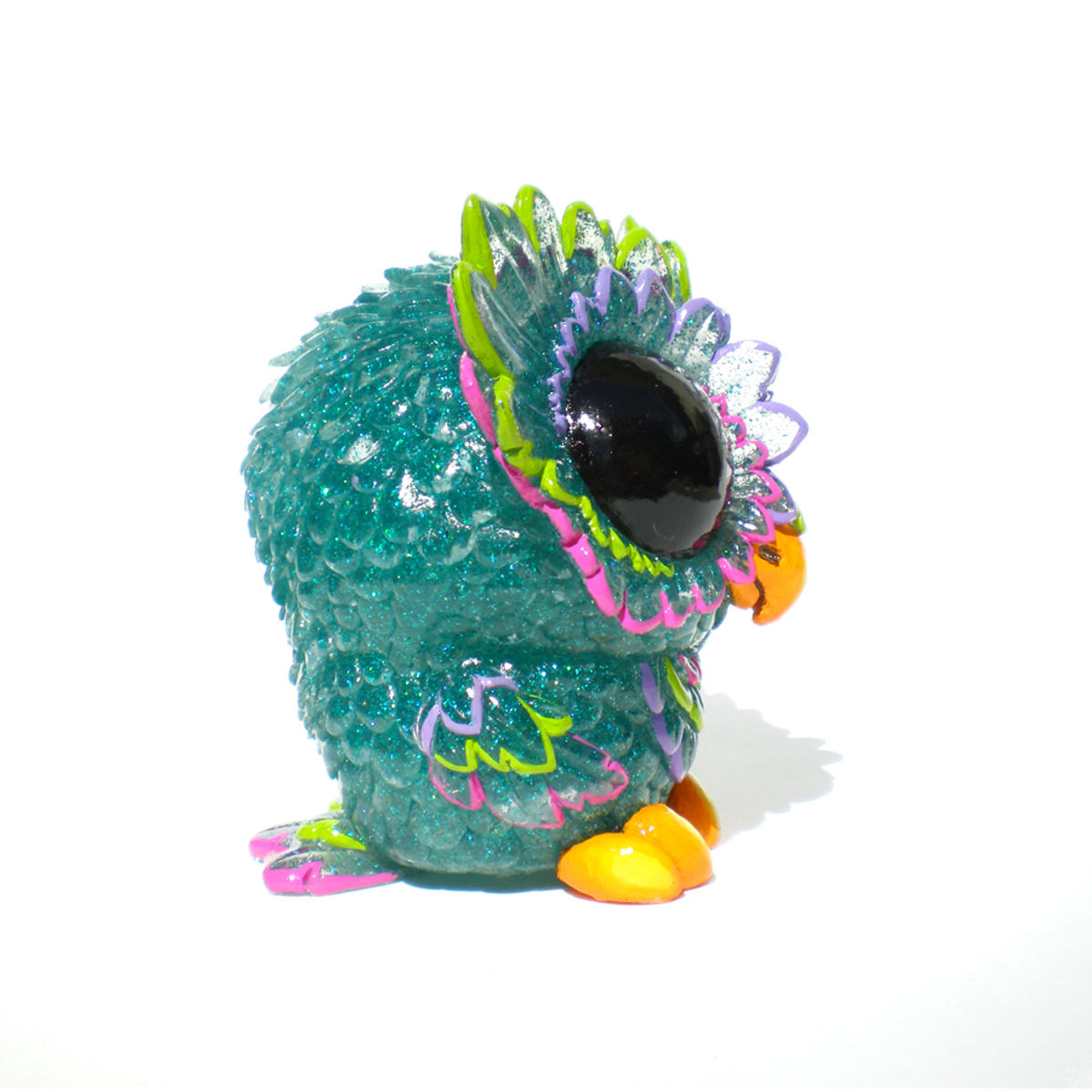 Painted Medee Owl - Turquoise Glitter