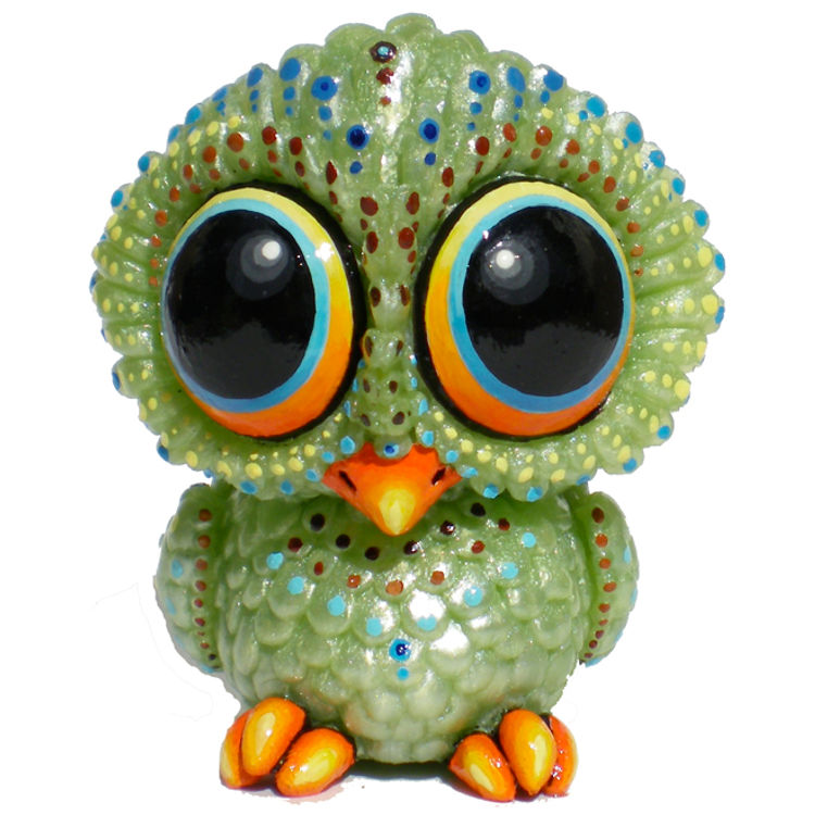 Painted Baby Owl - Pearly Green by SeriouslySillyK (Kathleen Voigt)