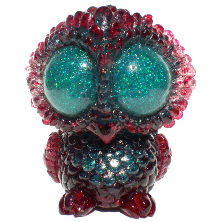 Glitter Baby Owl - Turquoise/Red by SeriouslySillyK (Kathleen Voigt)