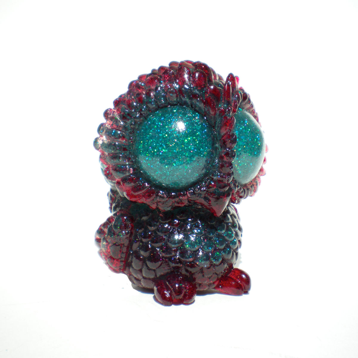 Glitter Baby Owl - Turquoise/Red