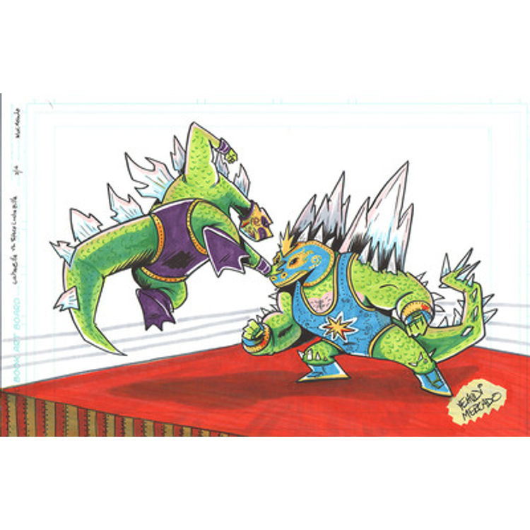 Luchazilla vs Space Luchazilla - Original Art (Godzilla vs. Space Godzilla) by Yehudi Mercado