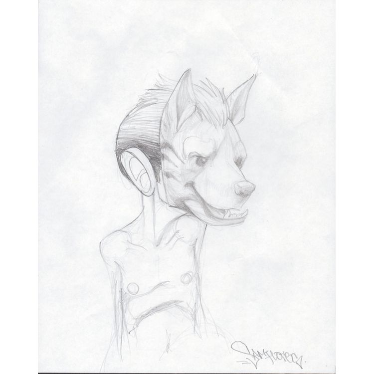 Hyena (Drawing) by Sam Flores