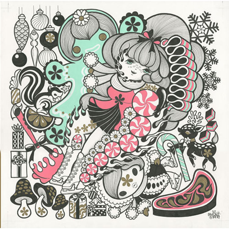 CHRISTMAS DAY (ACRYLIC INK) by Junko Mizuno
