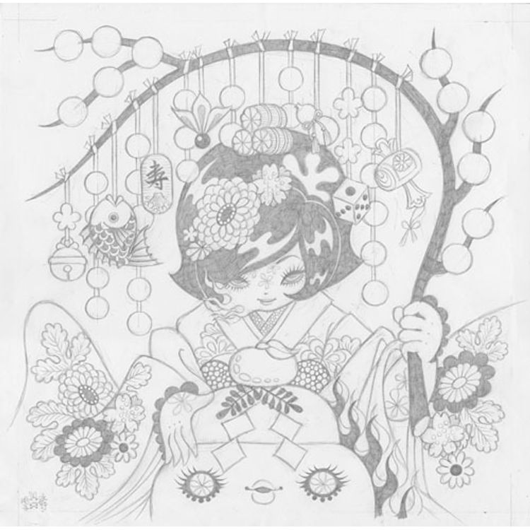 JAPANESE NEW YEAR (SKETCH) by Junko Mizuno