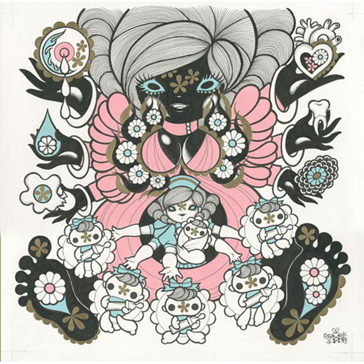 MOTHER'S DAY (ACRYLIC INK) by Junko Mizuno