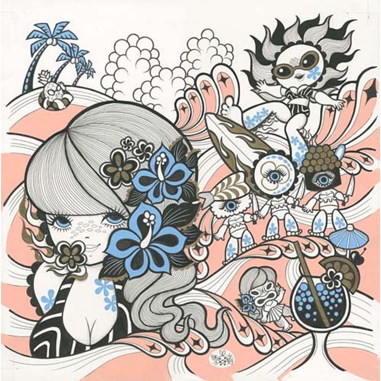 SUMMER VACATION (ACRYLIC INK) by Junko Mizuno