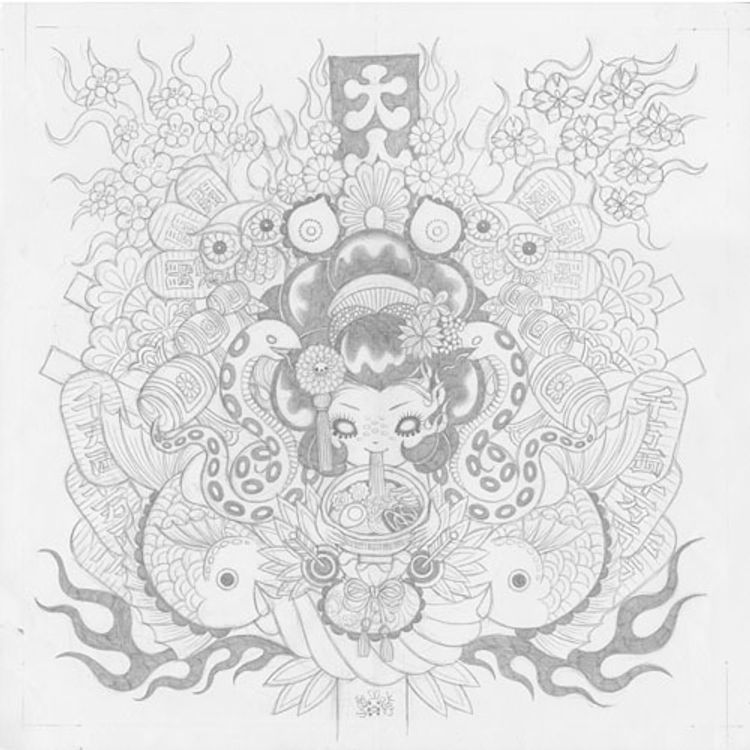 TORI NO ICHI OPEN AIR MARKET (SKETCH) by Junko Mizuno