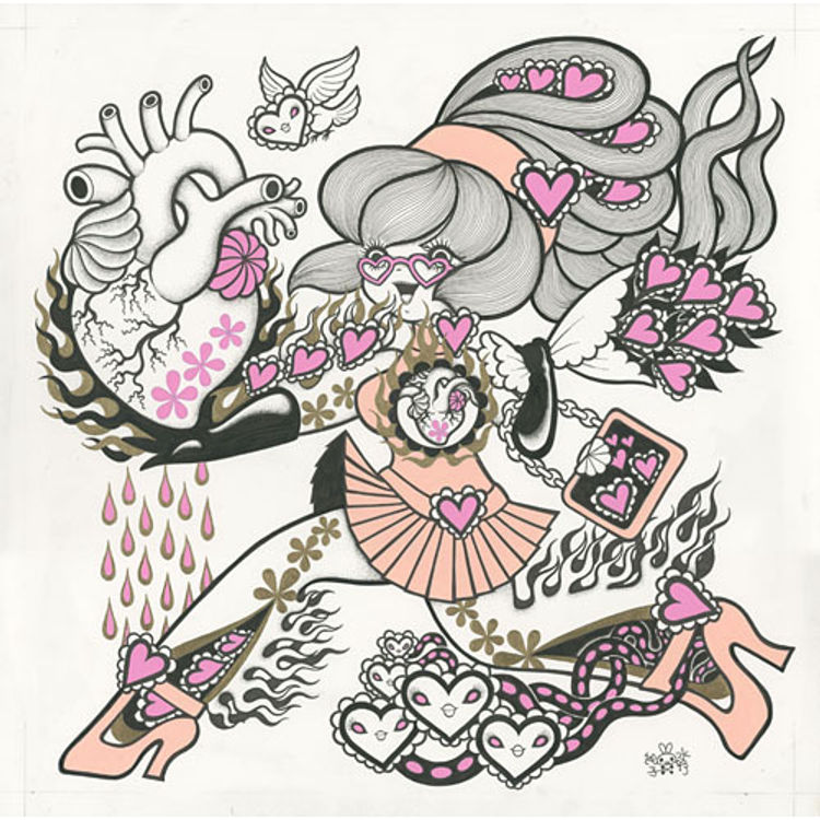 VALENTINE'S DAY (ACRYLIC INK) by Junko Mizuno