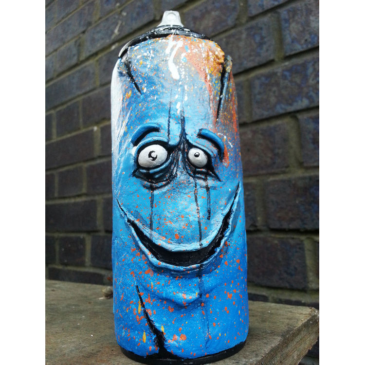 CUSTOM SPRAY CAN HAND PAINTED GRAFFITI FACE SCULPTURE by Hoakser