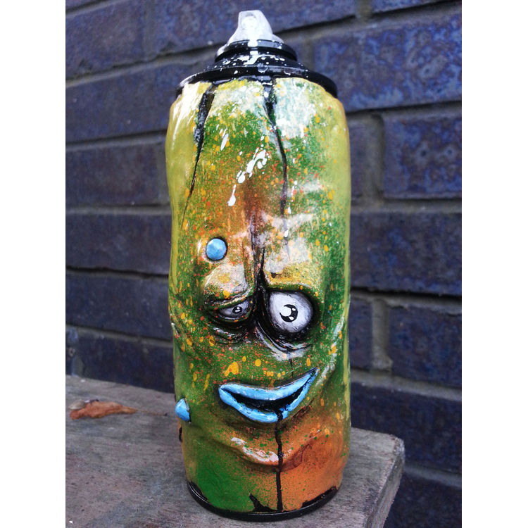 CUSTOM SPRAY CAN HAND PAINTED GRAFFITI FACE SCULPTURE by Hoakser