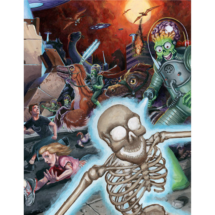 Mars Attacks + Dinosaurs attack print by ManlyArt (Jason Chalker)
