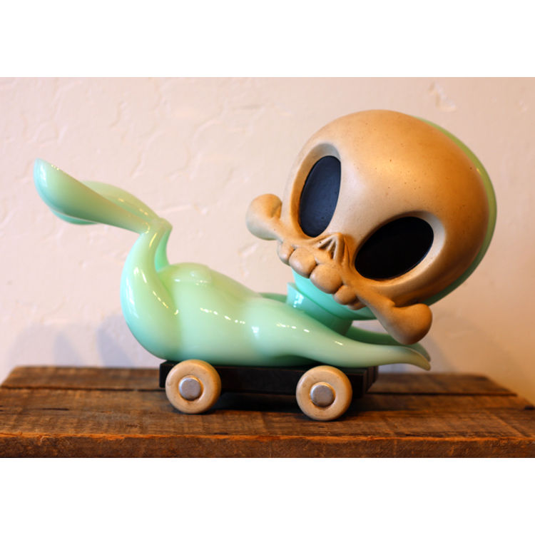 Milk Glass Pull Cart Skelve by Brandt Peters