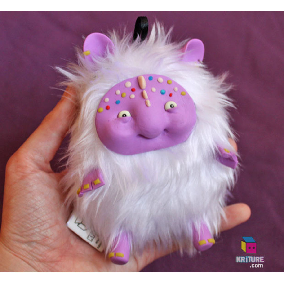 Soft Kriture n. 103 - Creature animal character sasquatch stuffed animal, purple skin, white fur