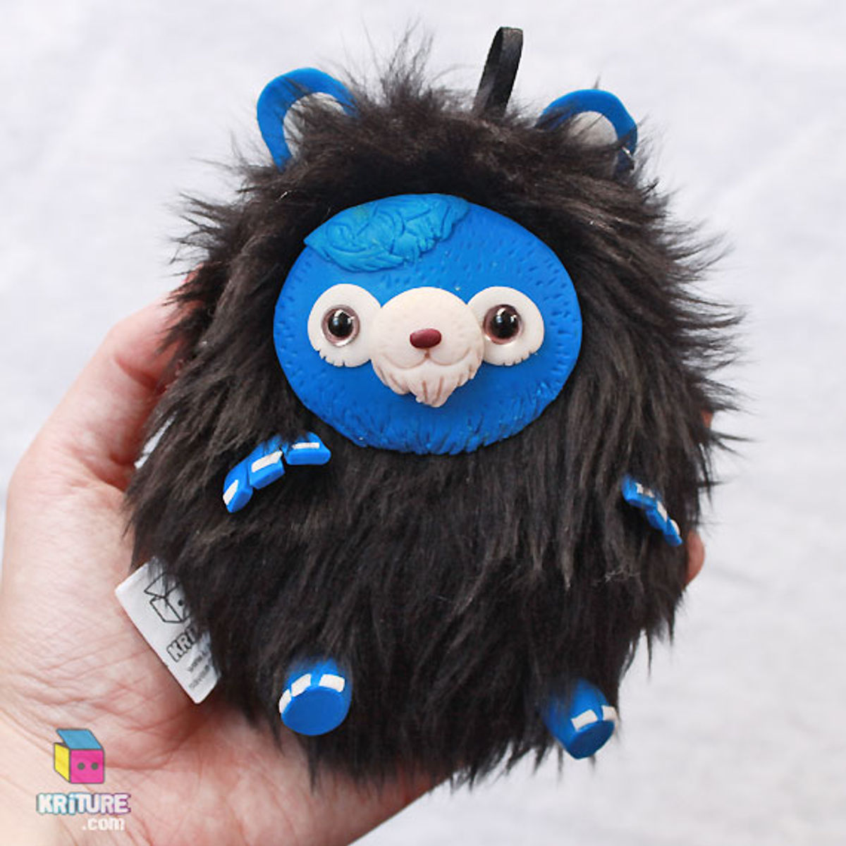 SOFT KRITURE NO. 85 - Yeti Monster Bear Plush cute toy sculpture - hot blue skin, Black fur