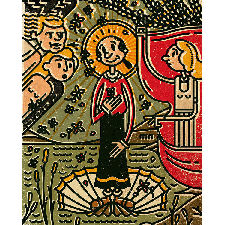"Birth Of Olive" On Wood by KOMBOH