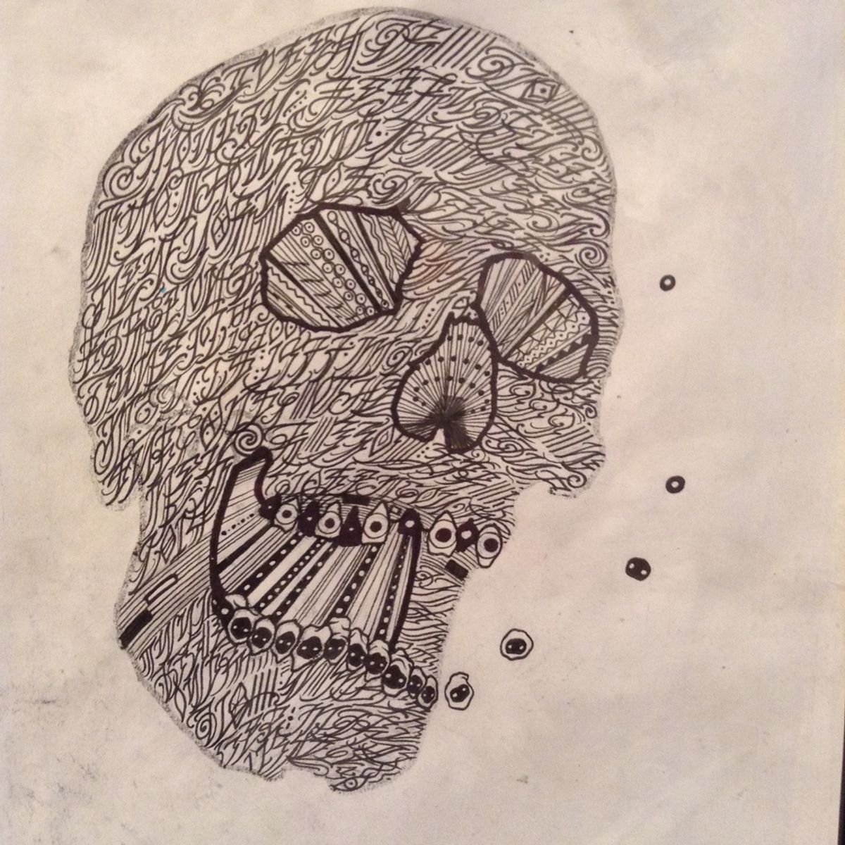Original hand lettered skull