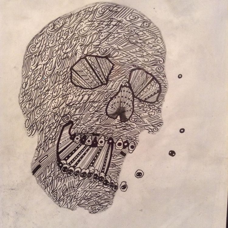 Original hand lettered skull by JK5