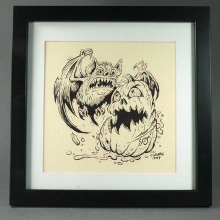 BAT VS PUMPKIN A by James Groman