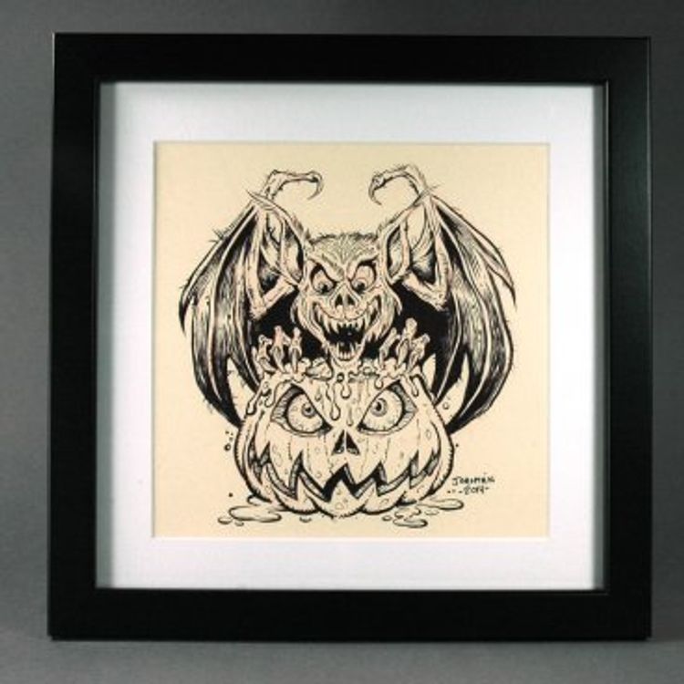 BAT VS PUMPKIN B by James Groman