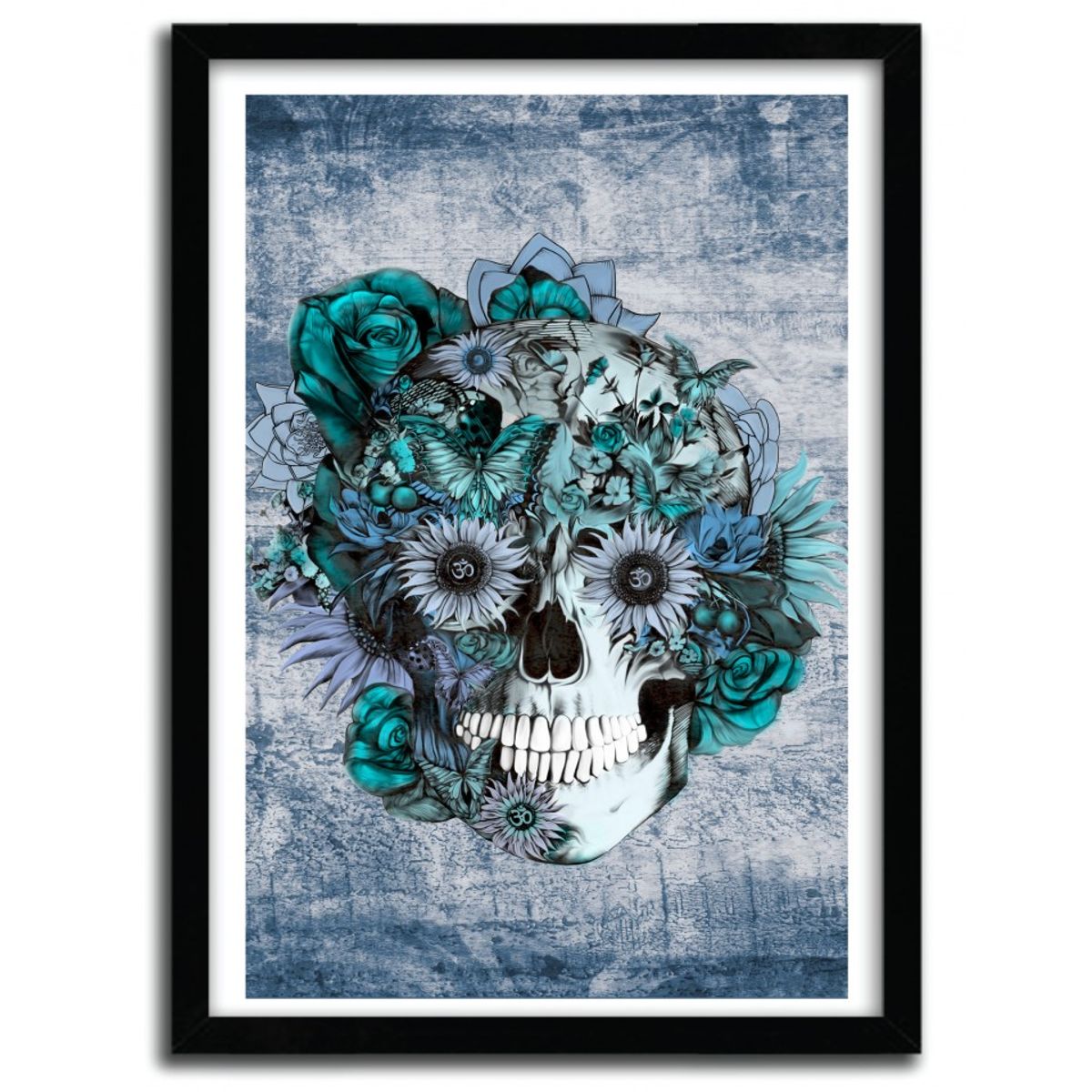 BLUE GRUNGE OHM SKULL