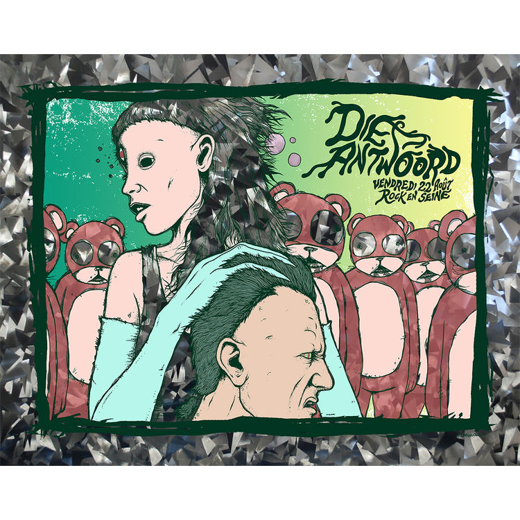 DIE ANTWOORD (Rock En Seine, Paris 2014) SHATTERED FOIL VARIANT by Jermaine Rogers