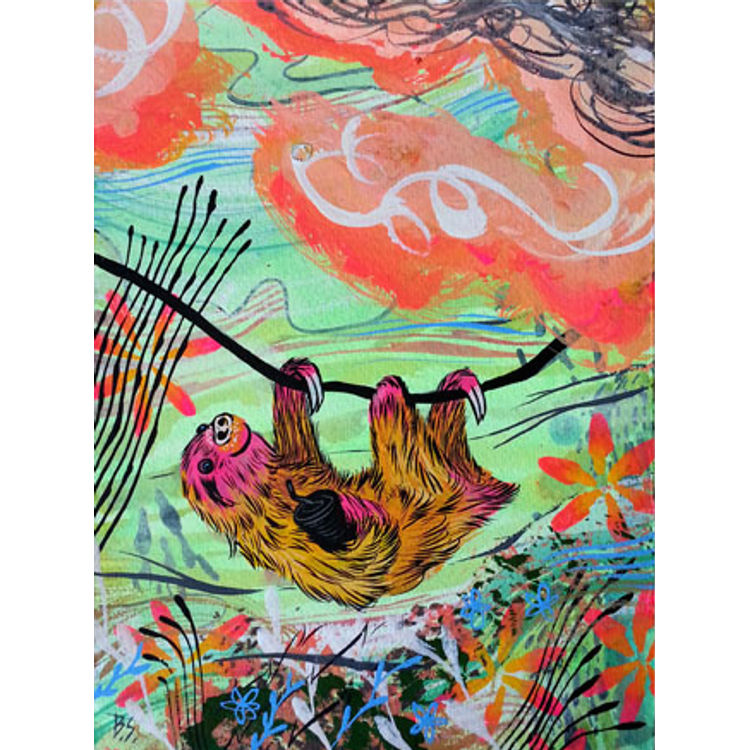 SUNSET SLOTH PRINT by Bwana Spoons