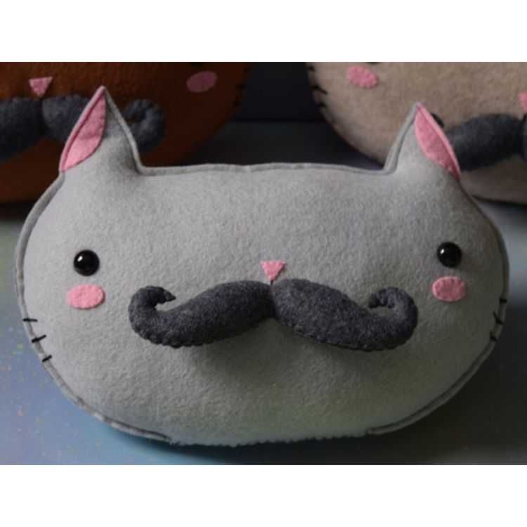 Moustache Neko-Cats - Light Grey by SaoZen