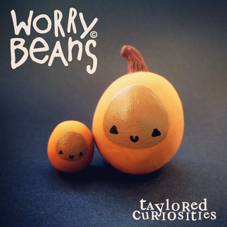 Pumpkin Worry Bean & Beanlet by Taylored Curiosities