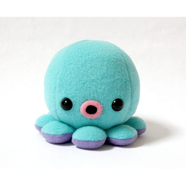 Baby Octopus Plush in Aqua Blue by Cheek and Stitch