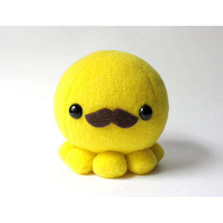 Yellow Octopus Plush with Moustache by Cheek and Stitch