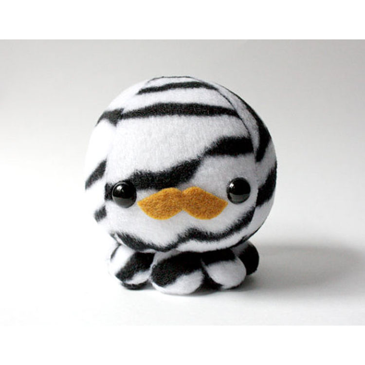 Zebra Octopus Plush with Mustache by Cheek and Stitch