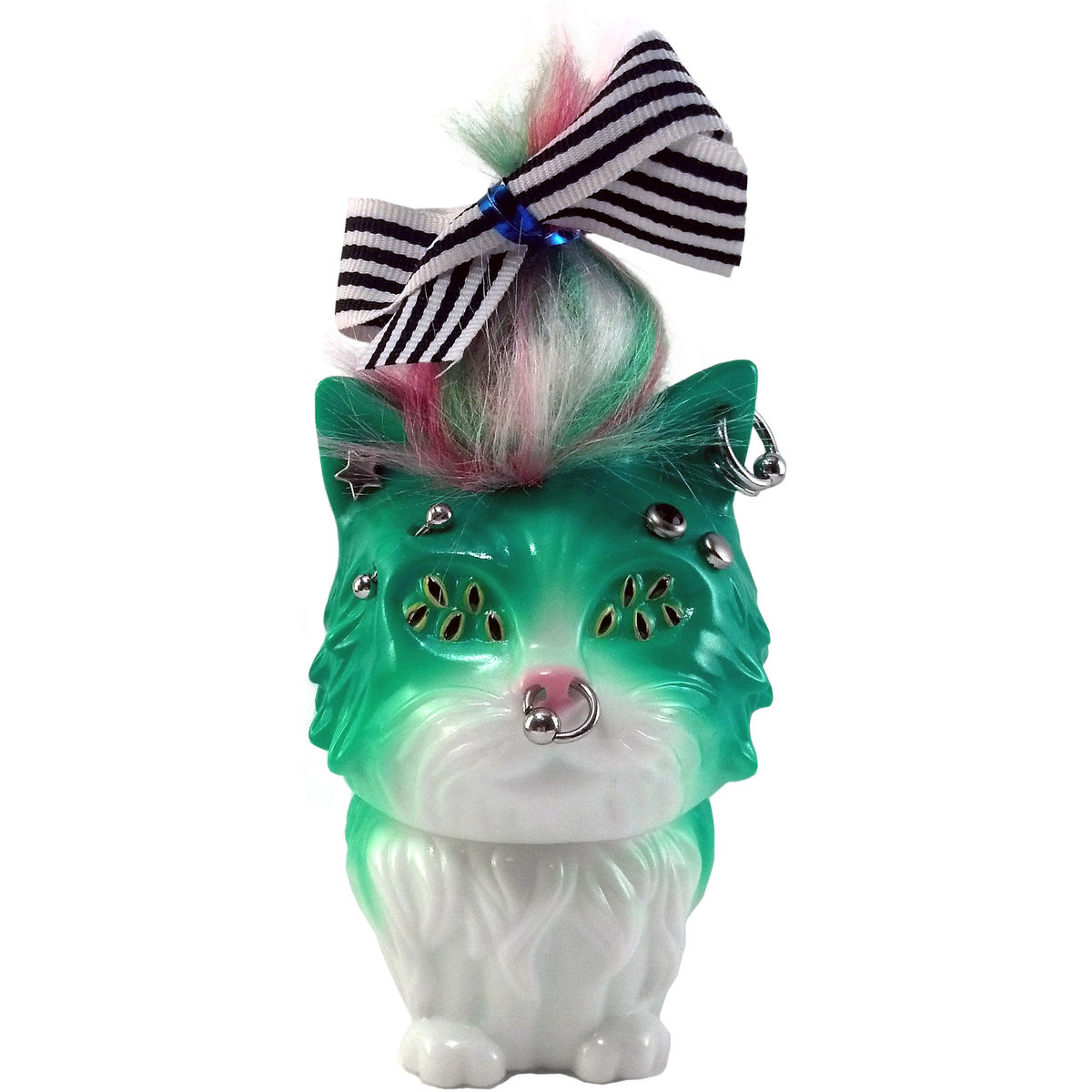 Many Eyes Cat - Pierced Green