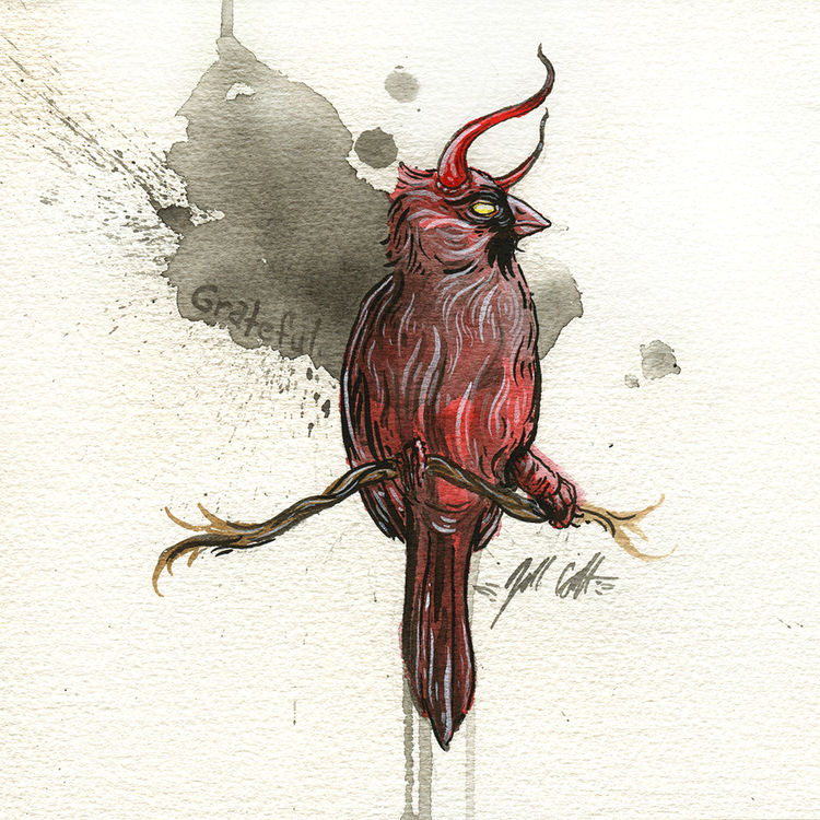 "Hellcardinal" Original by Jill Colbert (Manfish Inc.)