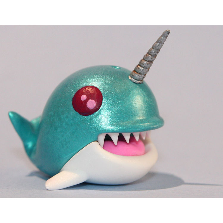 Teal Whale with red eyes by Victoria Rose