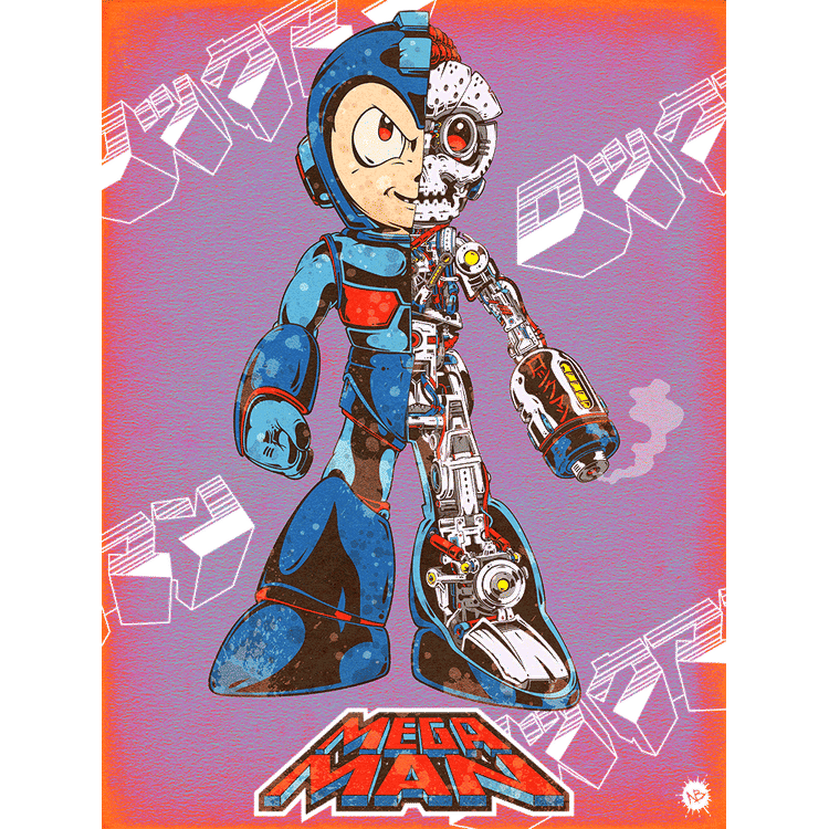 "Rokkuman | Mega-Dissection | ロックマン" Smoke Purple Mega Kanji Trans Variant by Beery Method