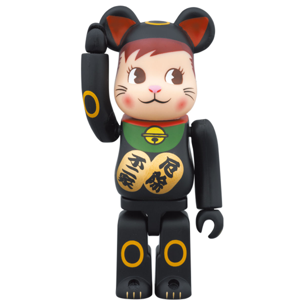 100% Black Beckoning Cat Poco Chan Bearbrick