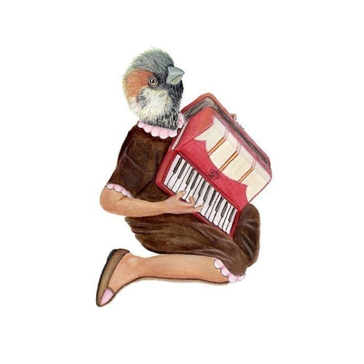 the lonesome accordionist print 5x7 by Doubleparlour
