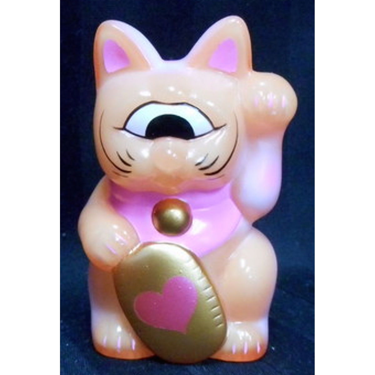 FORTUNE CAT BABY - PEACH W/ PINK HEART