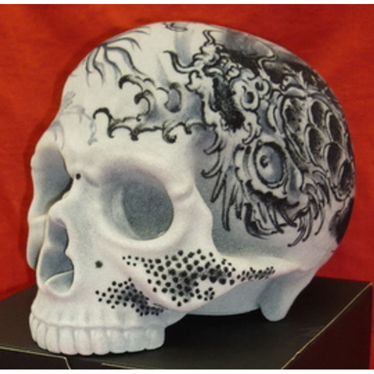 secret base 1/1 SKULL HEAD art direction by GANJI [ THREE TIDES TATTOO / gray Flocked ] by GANJI (Three Tides tattoo)